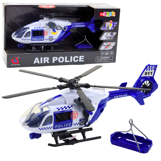 Helicóptero da polícia com gancho, maca, luzes e sons 1:12