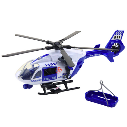 Helicóptero da polícia com gancho, maca, luzes e sons 1:12
