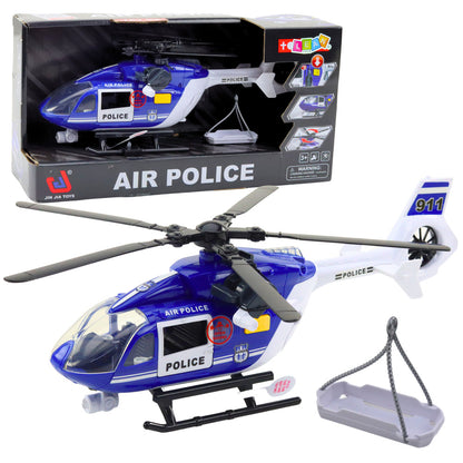 Helicóptero da polícia com gancho, maca, luzes e sons 1:14