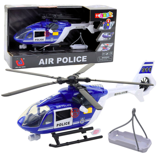 Helicóptero da polícia com gancho, maca, luzes e sons 1:14