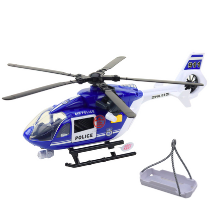 Helicóptero da polícia com gancho, maca, luzes e sons 1:14