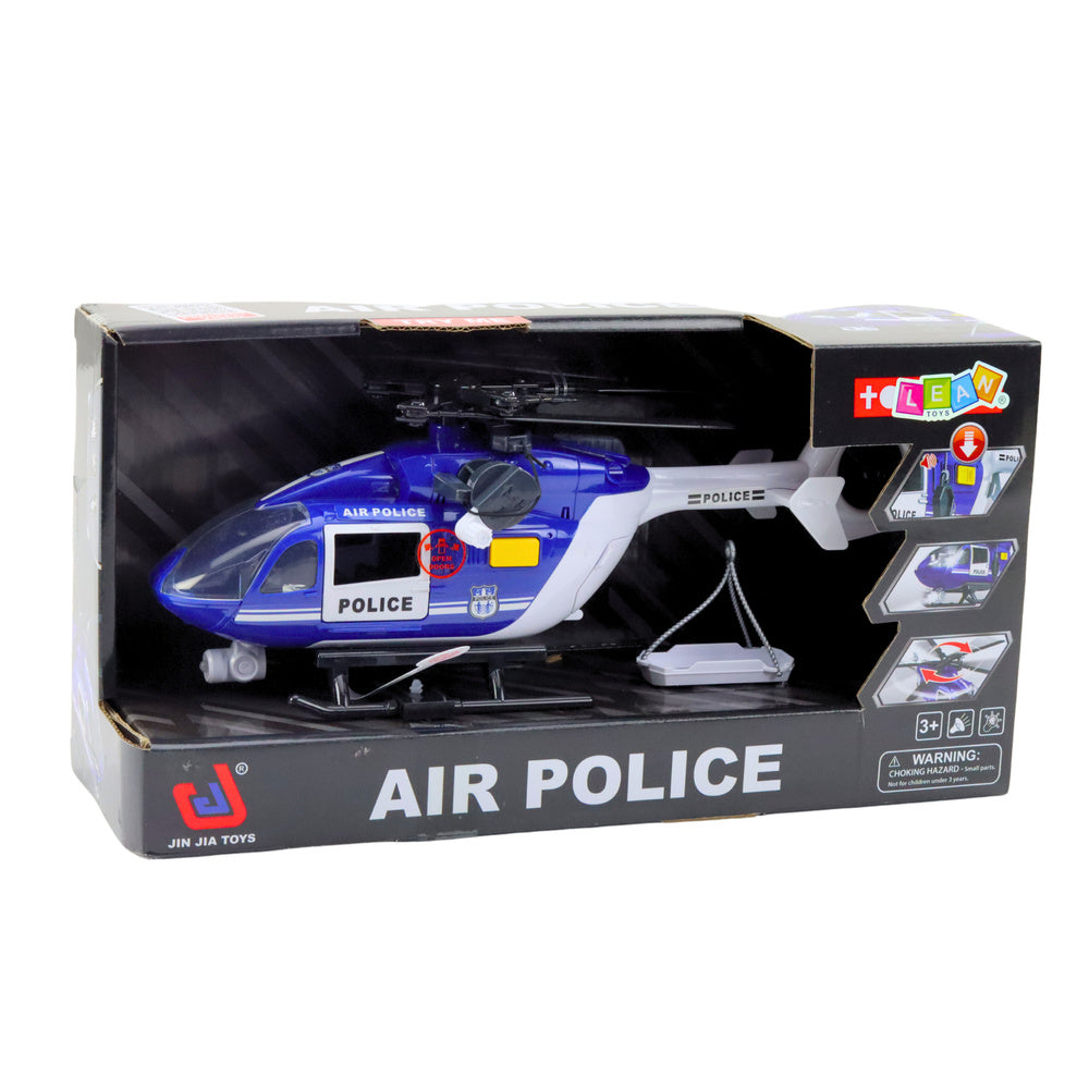 Helicóptero da polícia com gancho, maca, luzes e sons 1:14
