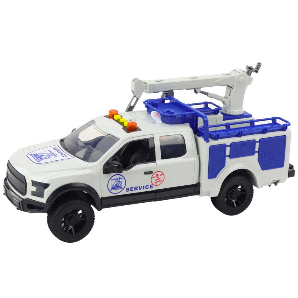 Camião de serviço com grua branco, luzes e sons 1:12
