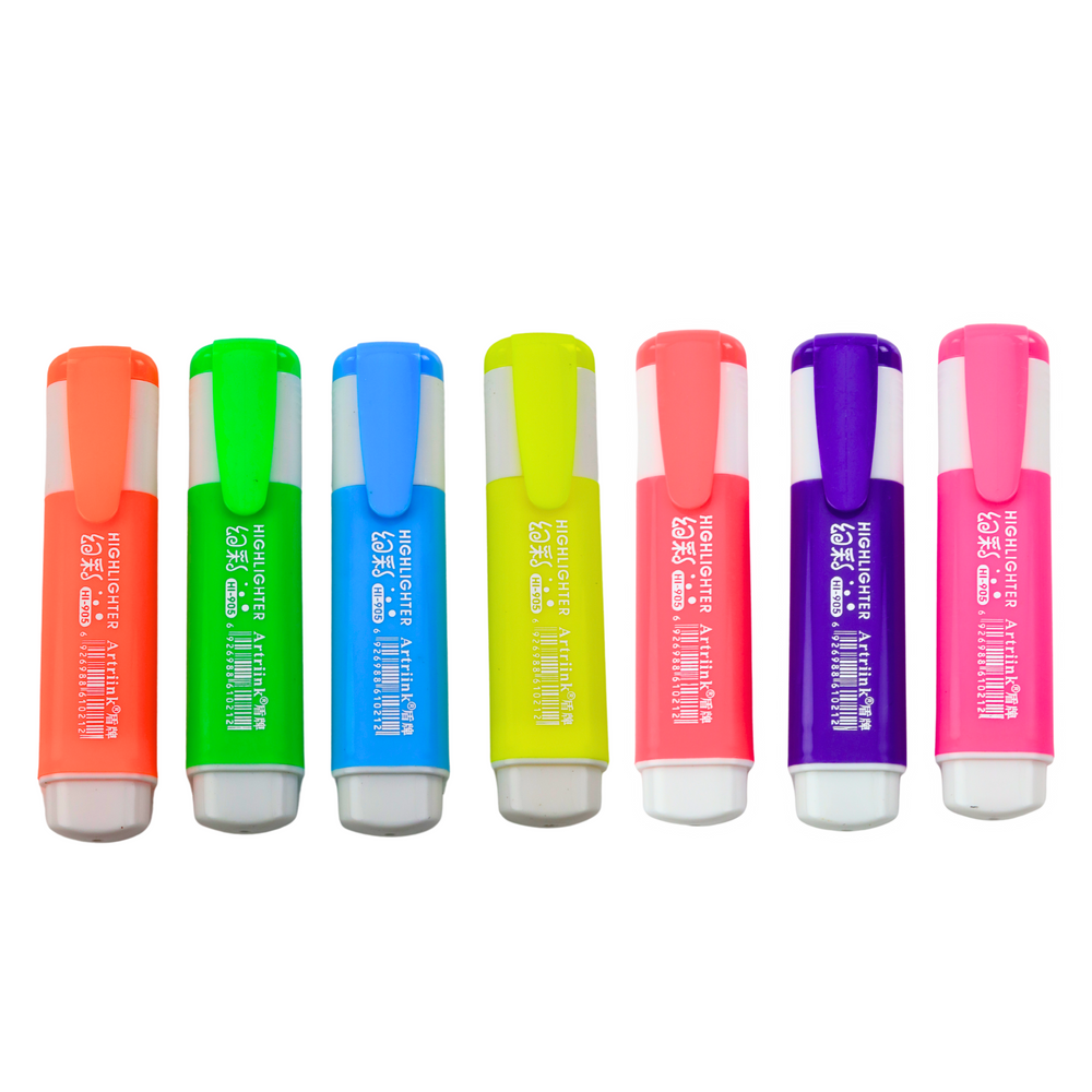 Conjunto de marcadores fluorescentes néon 7 un.