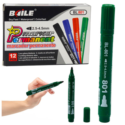 Marcador permanente impermeável verde 2,5-4,5 mm (1 marcador)