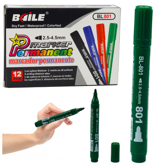 Marcador permanente impermeável verde 2,5-4,5 mm (1 marcador)