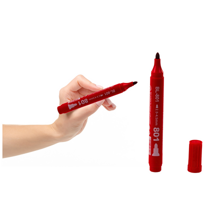 Marcador permanente impermeável vermelho 2,5-4,5 mm (1 marcador)