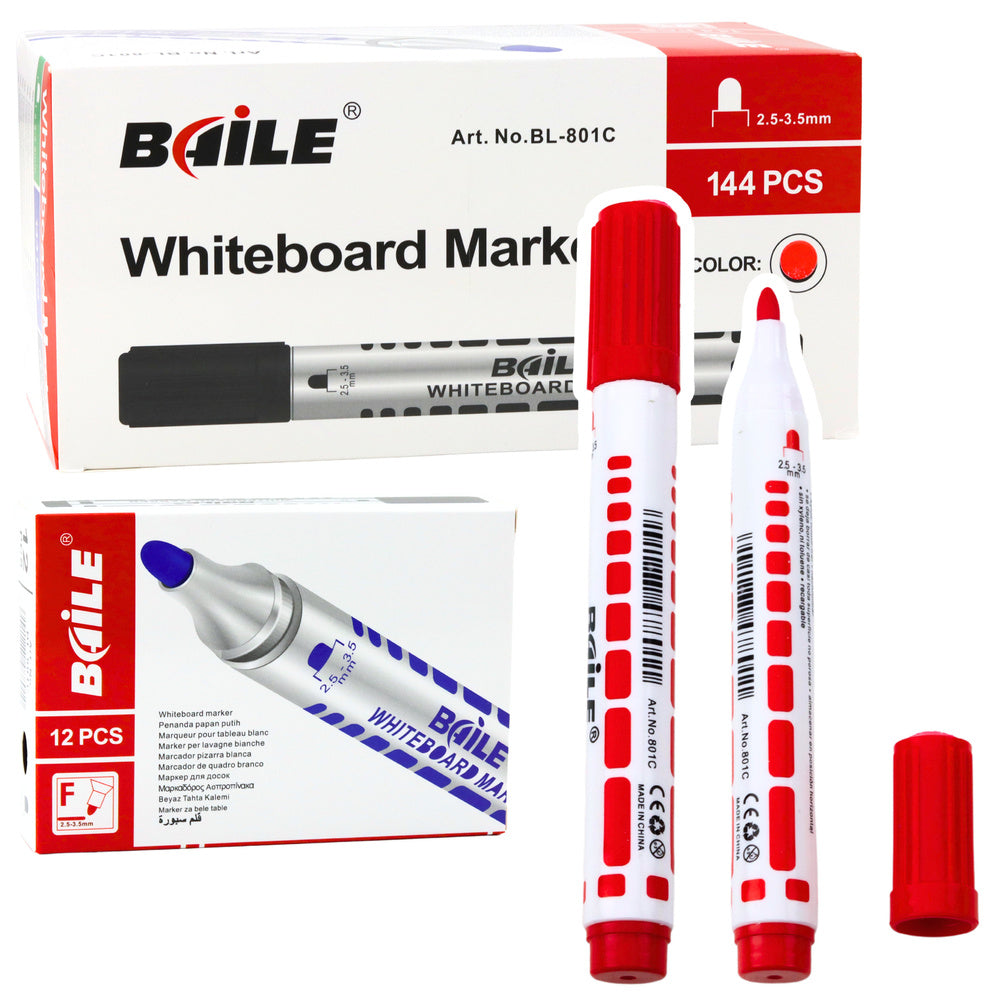 Conjunto de marcadores para quadro branco vermelhos 12 un.