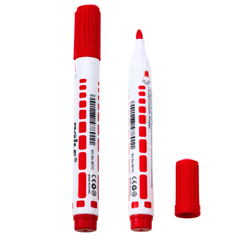 Conjunto de marcadores para quadro branco vermelhos 12 un.