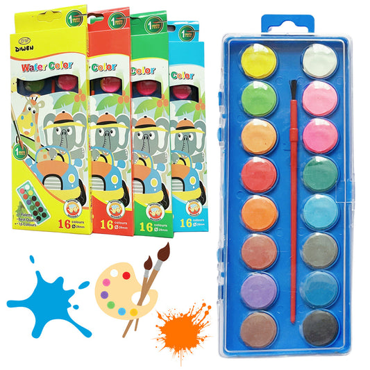 Tintas aquarela escolares 16 cores com pincel