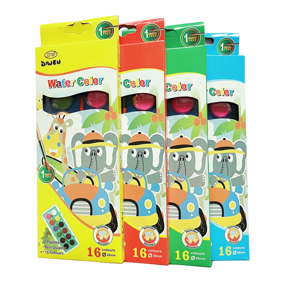 Tintas aquarela escolares 16 cores com pincel