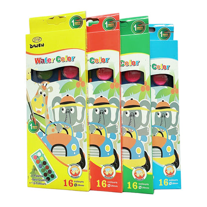 Tintas aquarela escolares 16 cores com pincel