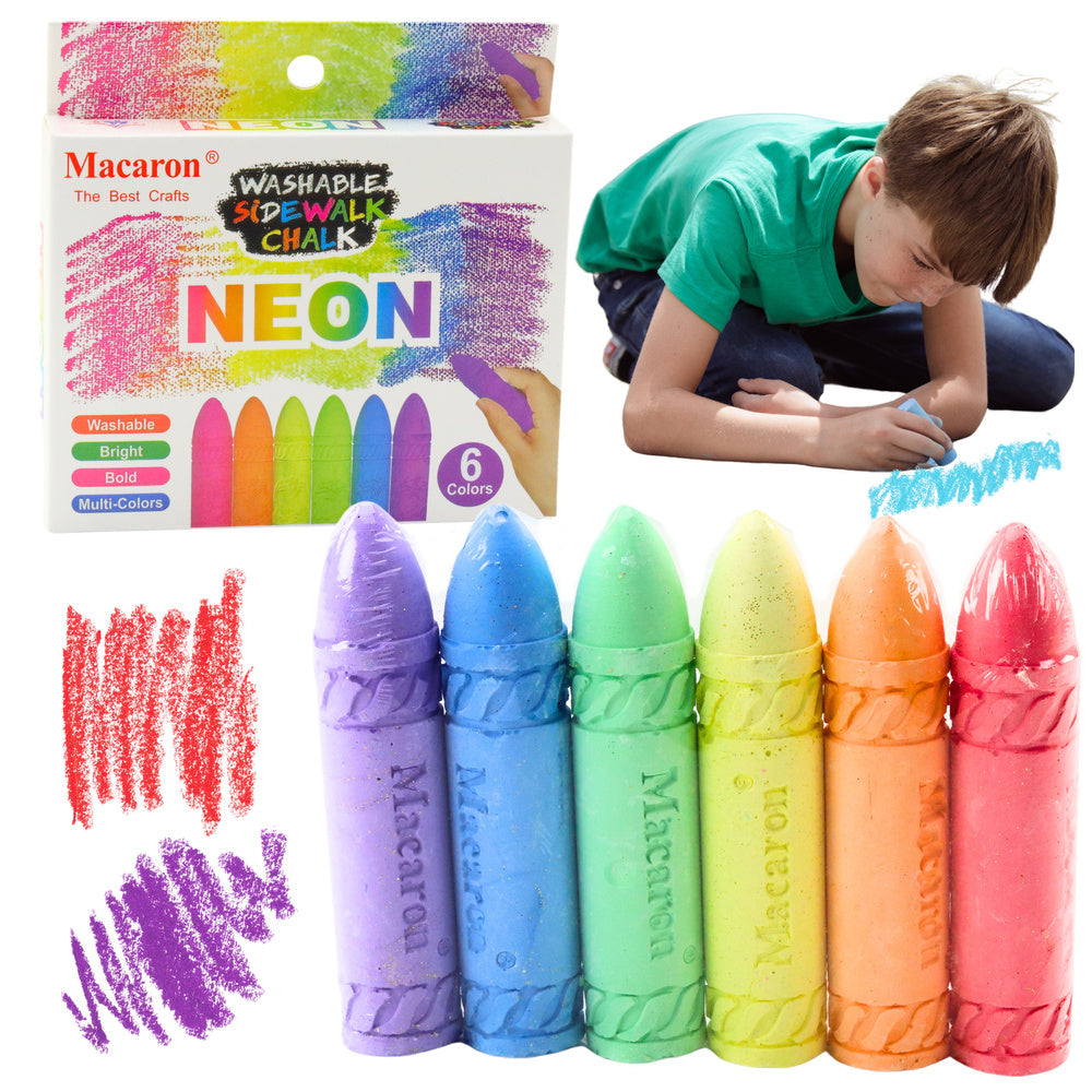 Conjunto de giz néon para quadro e passeio 6 un.