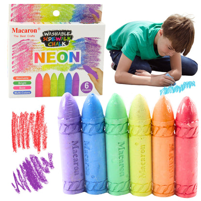 Conjunto de giz néon para quadro e passeio 6 un.