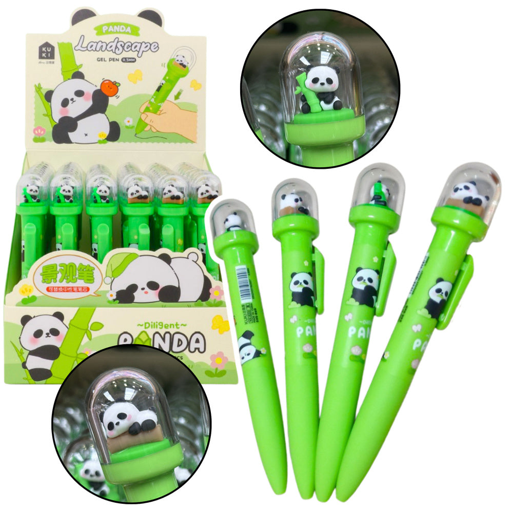 Caneta gel panda verde em cúpula tinta azul 0,5 mm (1 unidade, sortido)
