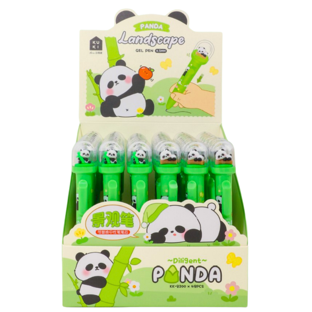 Caneta gel panda verde em cúpula tinta azul 0,5 mm (1 unidade, sortido)