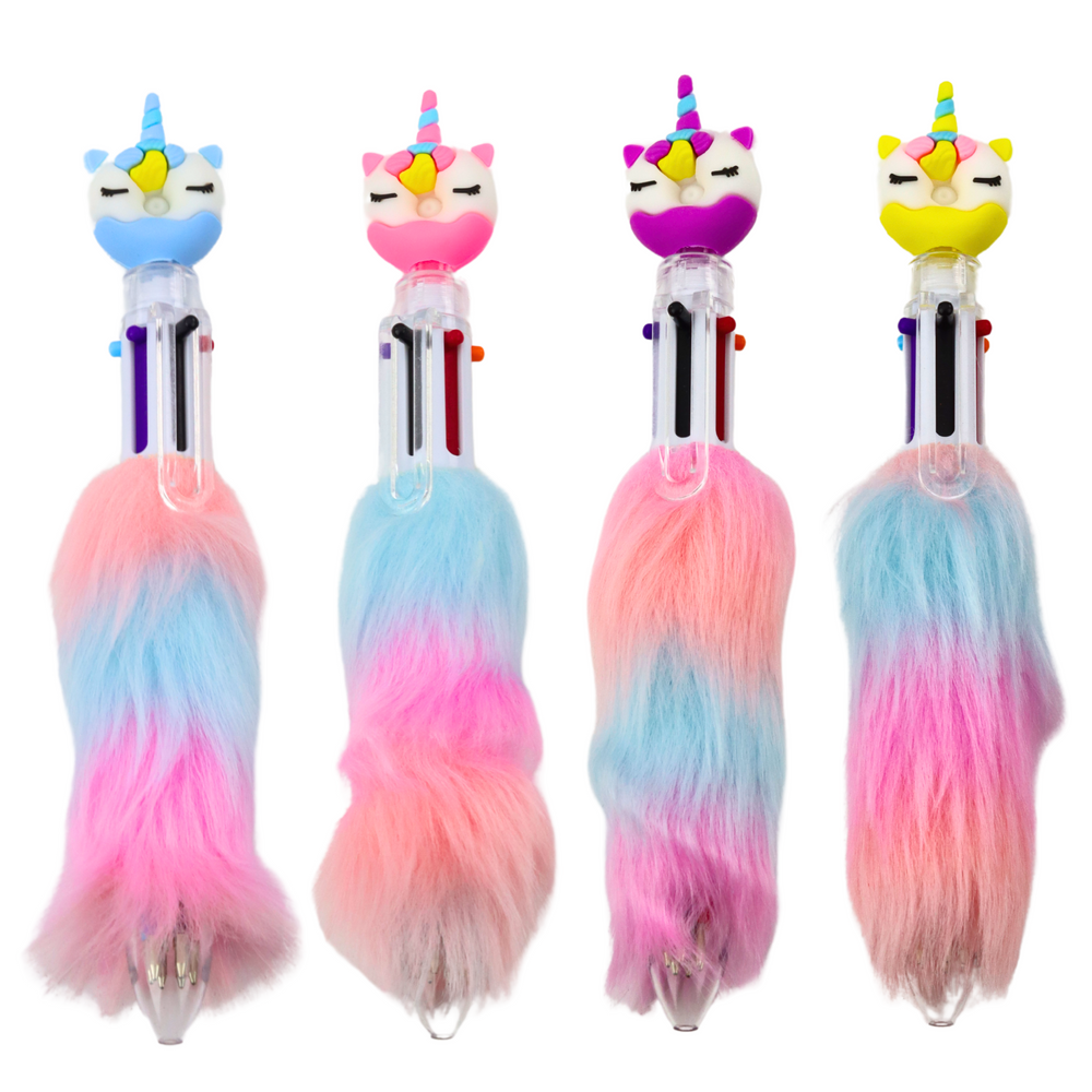 Caneta unicórnio com pompom donut 0,7 mm (1 unidade, sortido)
