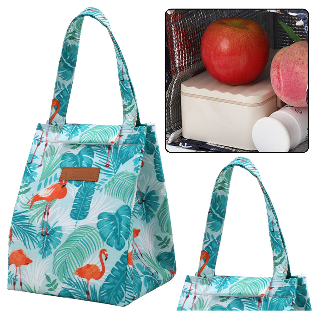 Saco térmico para almoço folhas com flamingos 25 cm