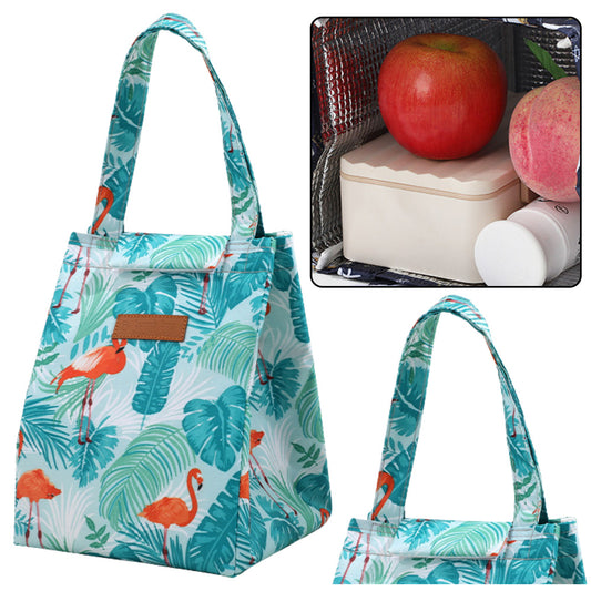 Saco térmico para almoço folhas com flamingos 25 cm