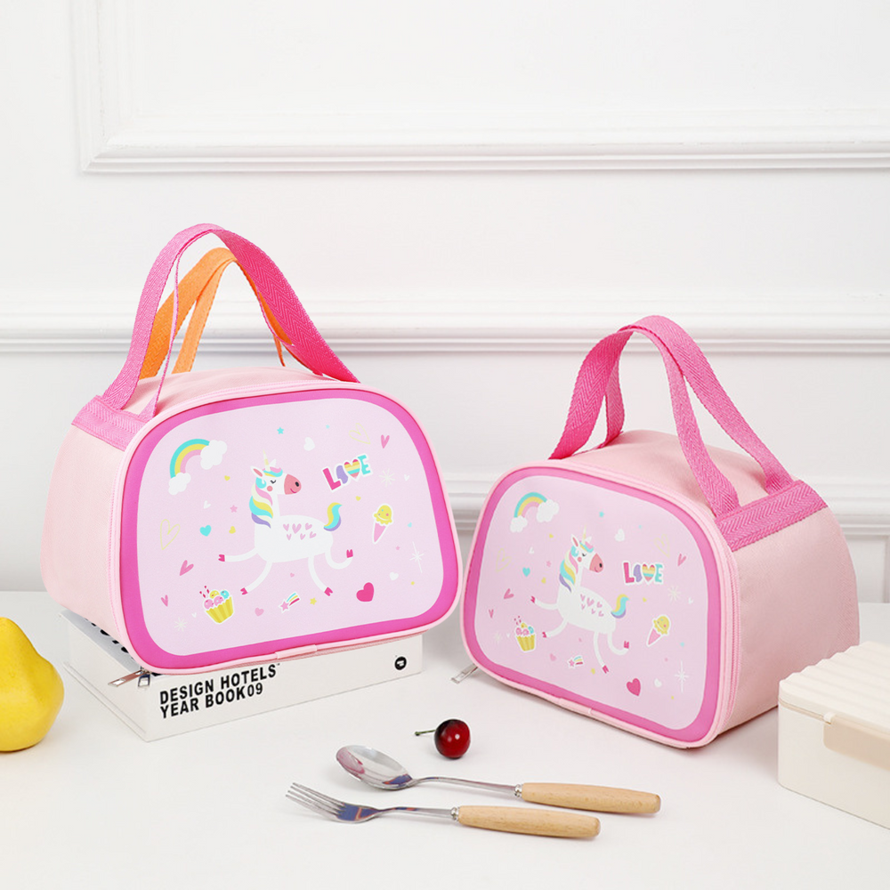 Saco térmico para pequeno-almoço unicórnio rosa 23 cm