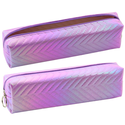 Estojo escolar holográfico espinha roxo 21x6 cm