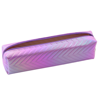 Estojo escolar holográfico espinha roxo 21x6 cm