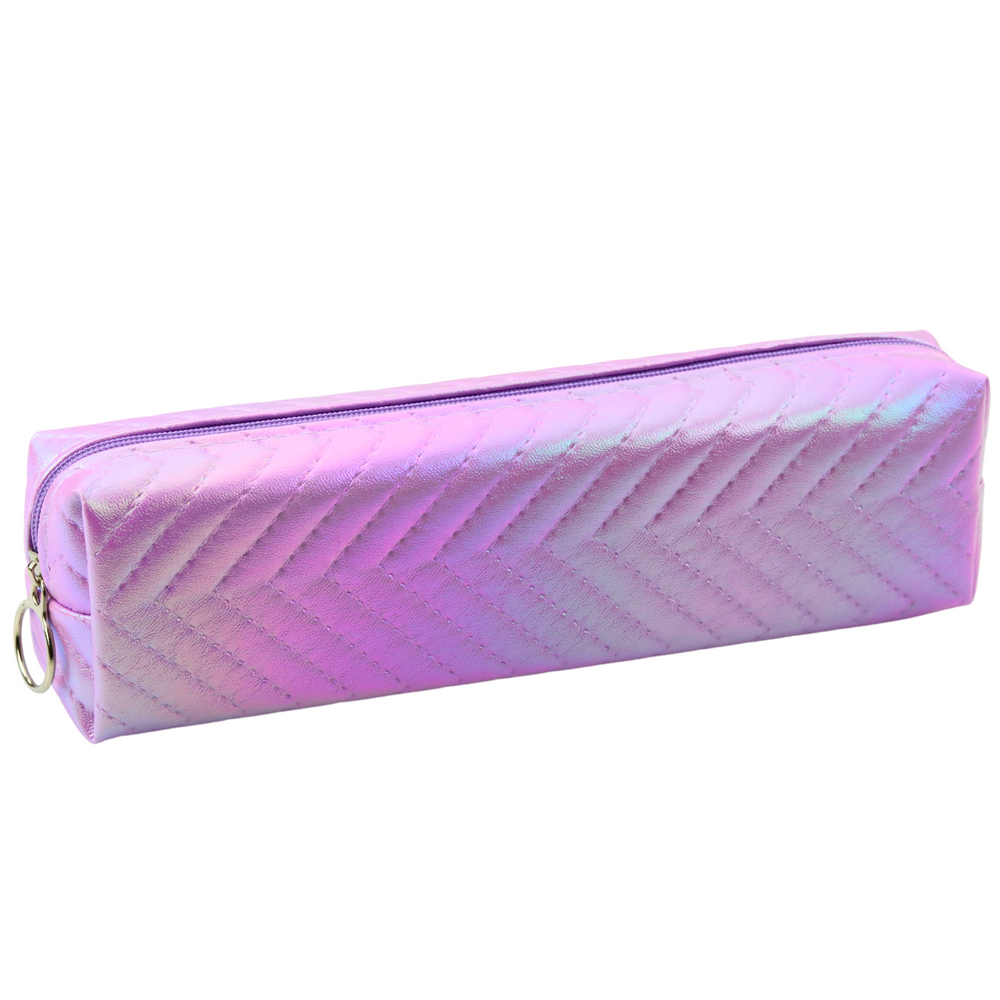 Estojo escolar holográfico espinha roxo 21x6 cm