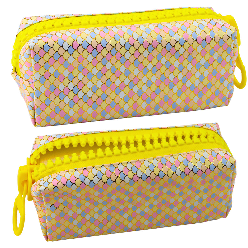 Estojo Escolar Escamas de Sereia Multicolor 21x8cm