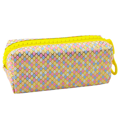 Estojo Escolar Escamas de Sereia Multicolor 21x8cm
