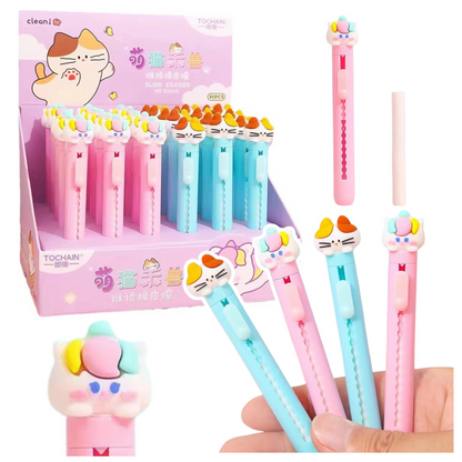 Caneta Borracha Extensível Gato Azul Rosa (1 unidade, sortido)