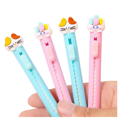 Caneta Borracha Extensível Gato Azul Rosa (1 unidade, sortido)