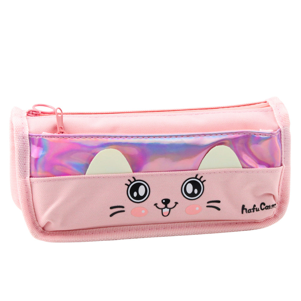 Estojo Escolar Gato Rosa 21,5cm