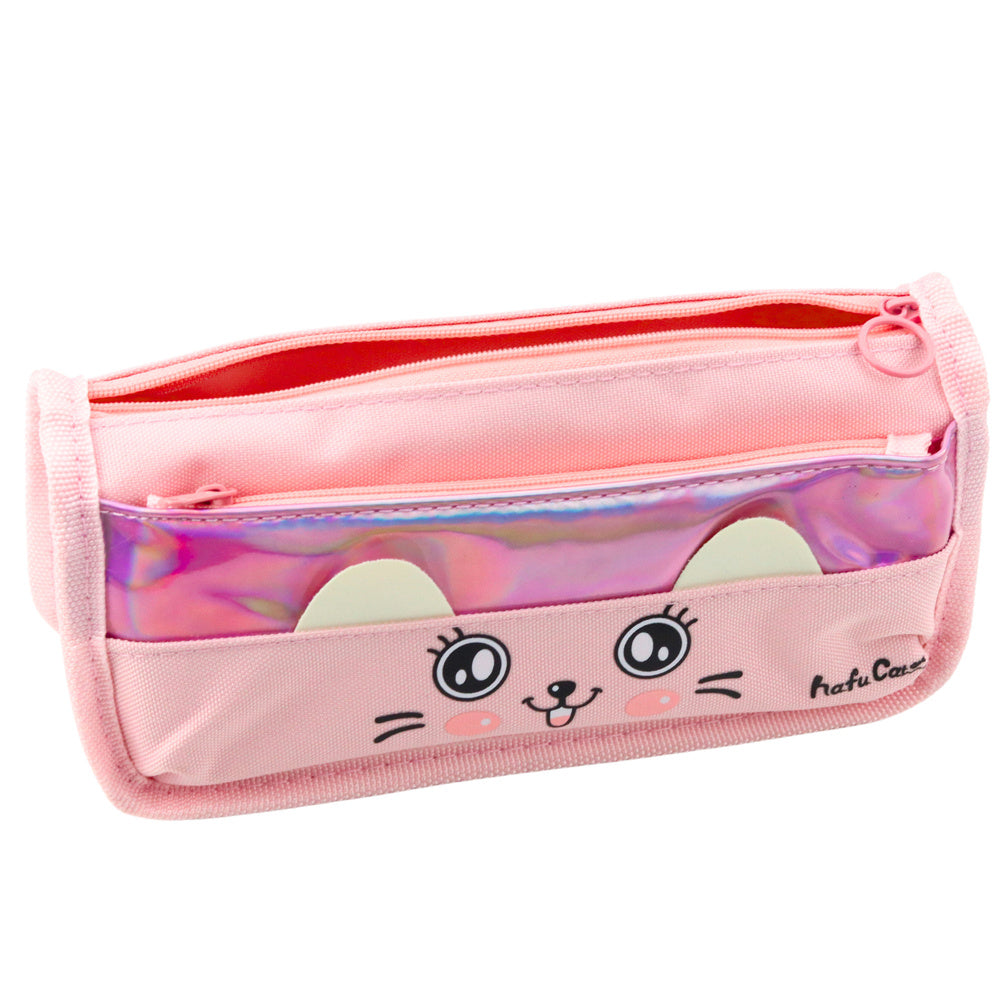 Estojo Escolar Gato Rosa 21,5cm