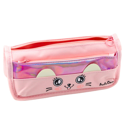 Estojo Escolar Gato Rosa 21,5cm