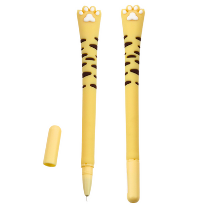 Caneta Gel Pata de Gato Tampa Riscas Amarela 16,5cm (1 unidade, sortido)