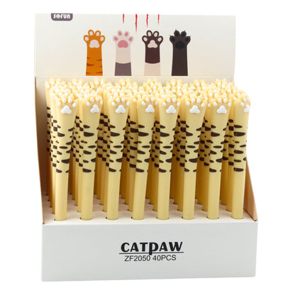 Caneta Gel Pata de Gato Tampa Riscas Amarela 16,5cm (1 unidade, sortido)