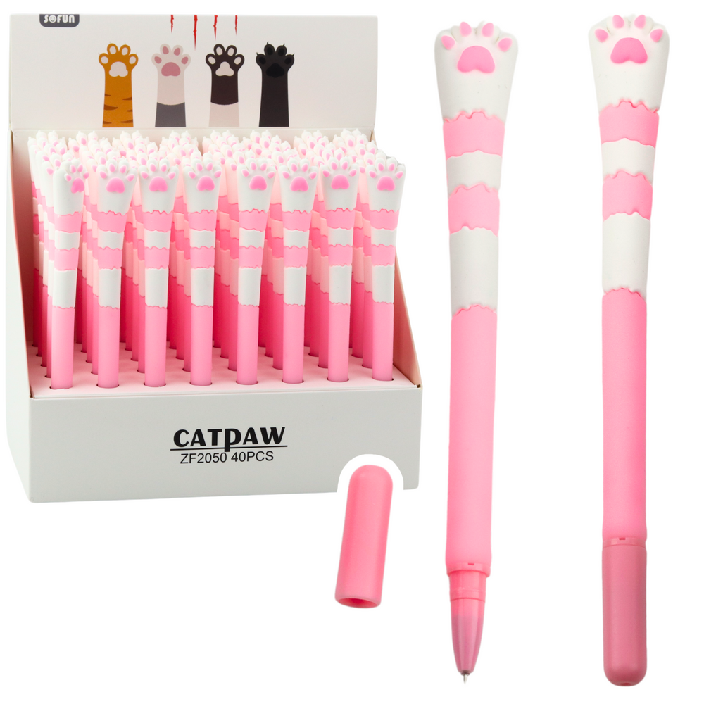 Caneta Gel Pata de Gato Tampa Rosa 16,5cm (1 unidade, sortido)