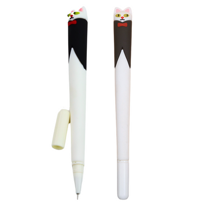 Caneta Gel Gato com Laço Tampa Preto e Branco 16,5cm (1 unidade, sortido)