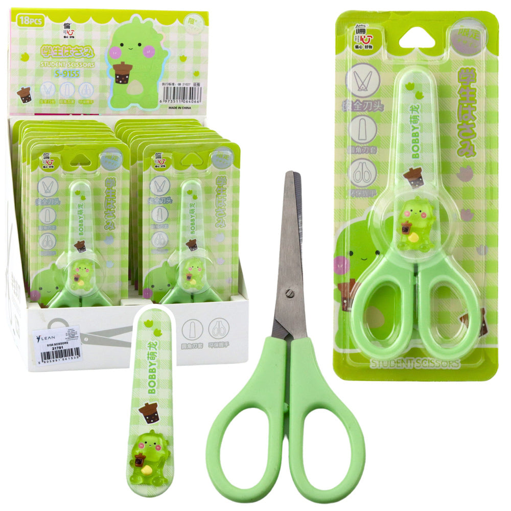 Tesoura Escolar Infantil com Capa Verde 14cm (1 unidade)