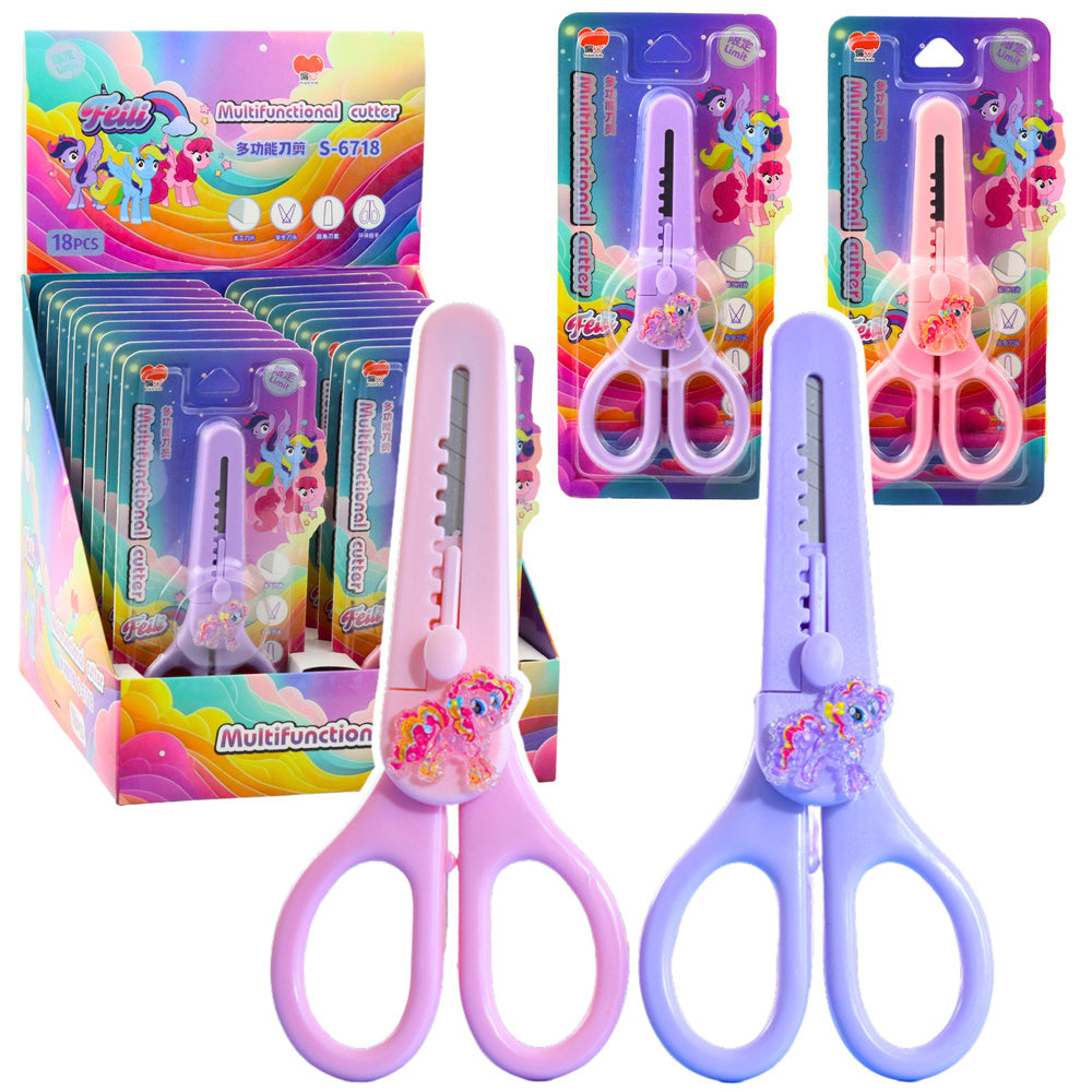 Tesoura Infantil com Capa Cavalo 14cm (1 unidade, sortido)