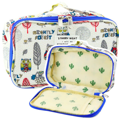 Necessaire Escolar Corujas Branco 22,5cm