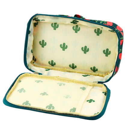 Necessaire Escolar Cerejas Verde 22,5cm