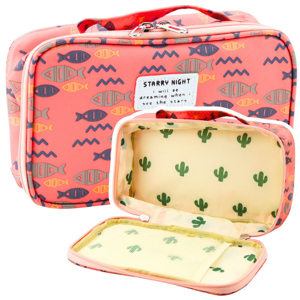 Necessaire Escolar Peixes Rosa 22,5cm