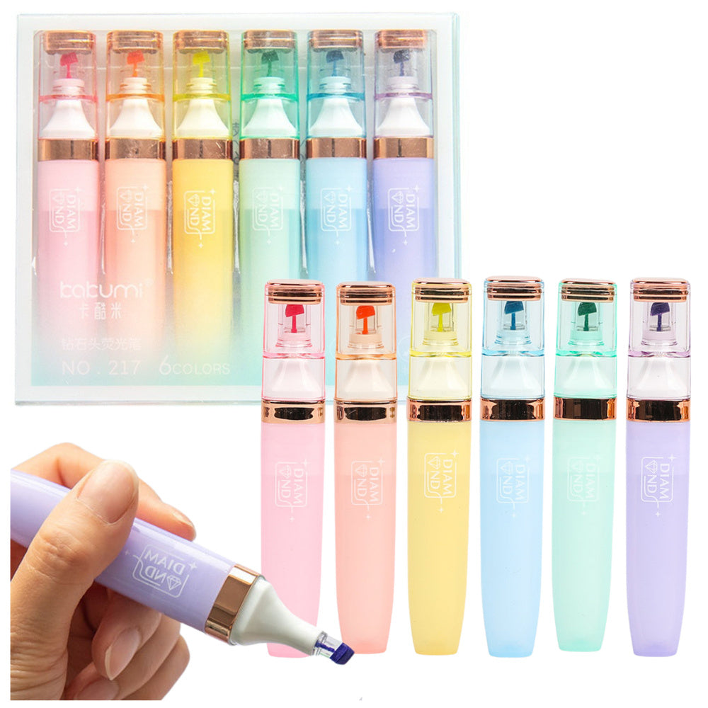 Marcadores Pastel com Detalhes Dourados 6 Peças