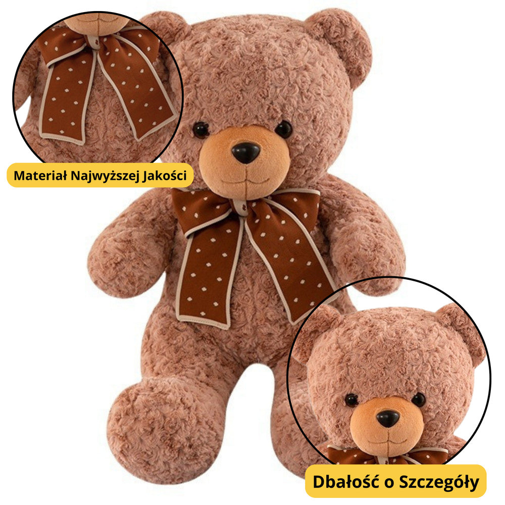 Peluche Urso com Laço Bolinhas 45cm