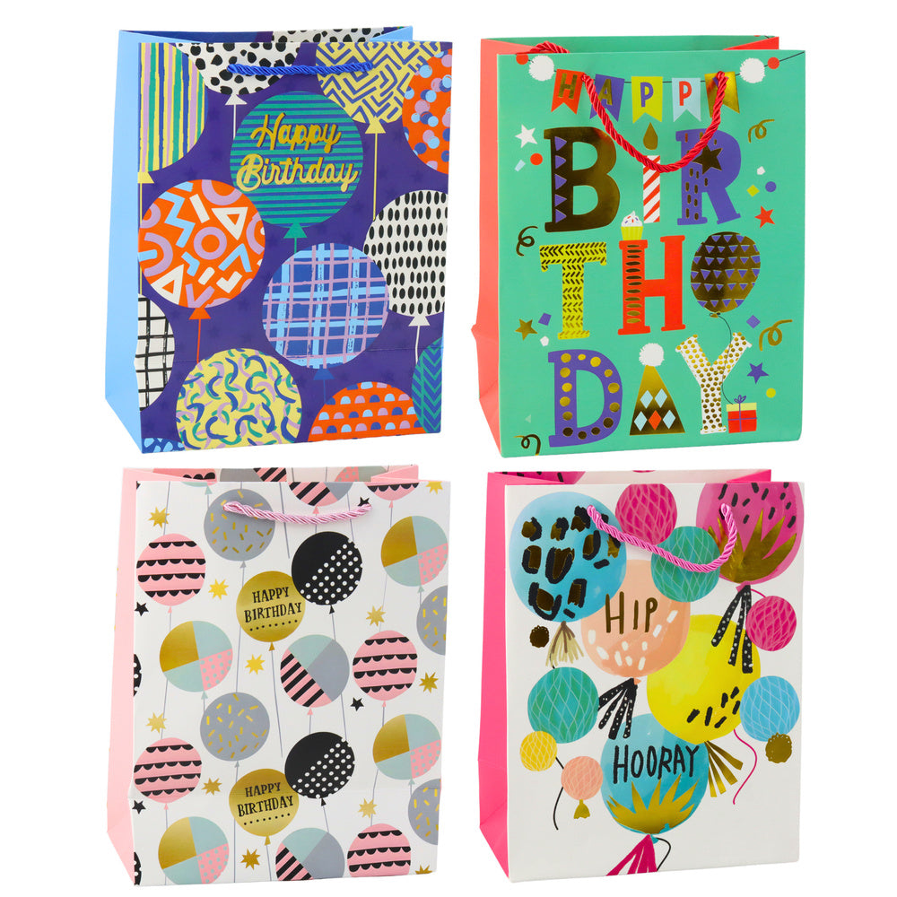 Saco de Presente Padrão Aniversário 23x18x10,5cm (1 unidade, sortido)
