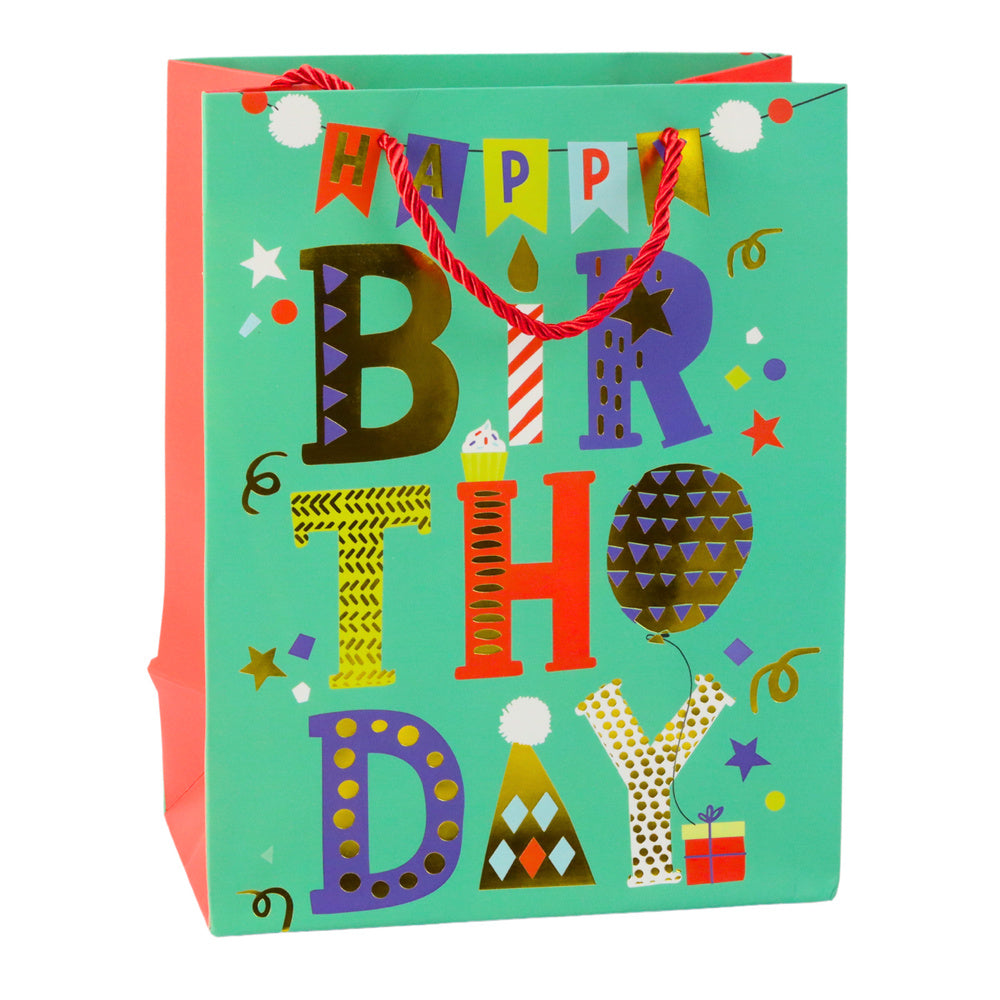 Saco de Presente Padrão Aniversário 23x18x10,5cm (1 unidade, sortido)
