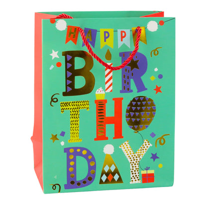 Saco de Presente Padrão Aniversário 23x18x10,5cm (1 unidade, sortido)