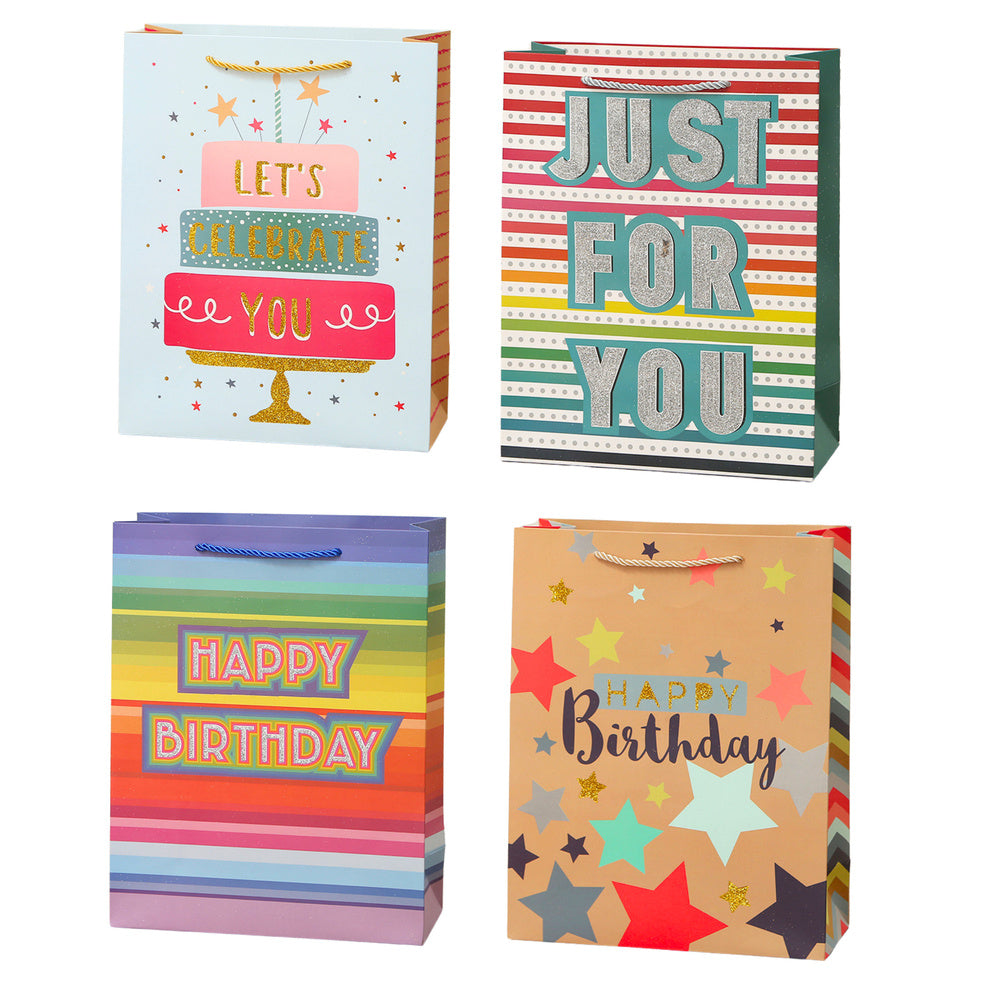 Saco de Presente Happy Birthday 23x18x10cm  (1 unidade, sortido)