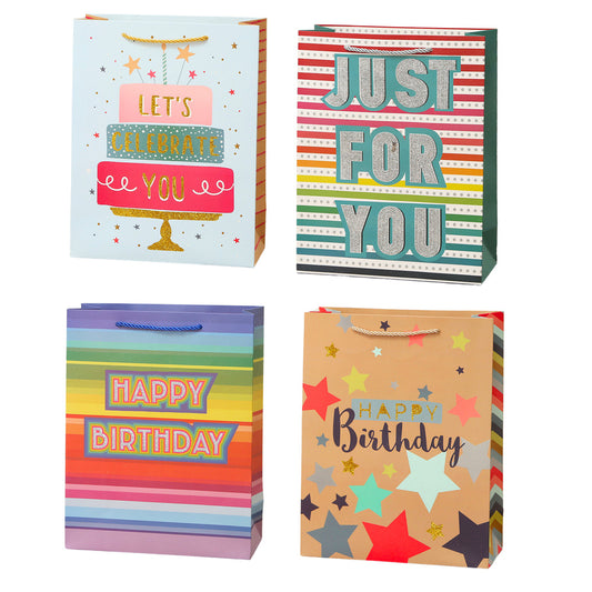 Saco de Presente Happy Birthday 23x18x10cm  (1 unidade, sortido)